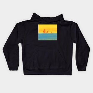 Sails on the Horizon, digital painting Kids Hoodie